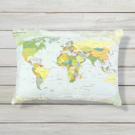 モダンデコレーションのための世界地図政治アトラスポスター アウトドアクッション (裏面)