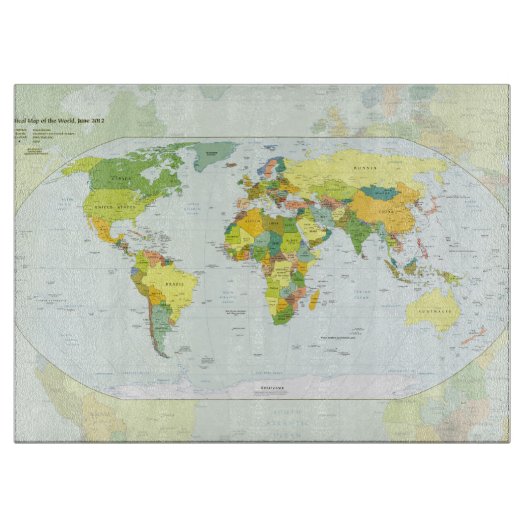 モダンデコレーションのための世界地図政治アトラスポスター カッティングボード (正面)