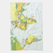 モダンデコレーションのための世界地図政治アトラスポスター キッチンタオル (縦)
