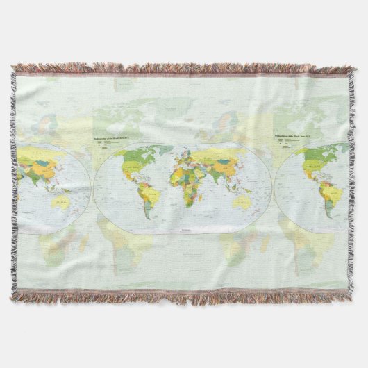 モダンデコレーションのための世界地図政治アトラスポスター スローブランケット (正面)