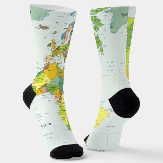 モダンデコレーションのための世界地図政治アトラスポスター ソックス (傾斜あり)