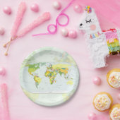 モダンデコレーションのための世界地図政治アトラスポスター ペーパープレート (パーティー)