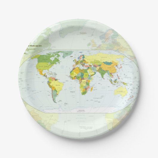 モダンデコレーションのための世界地図政治アトラスポスター ペーパープレート (正面)