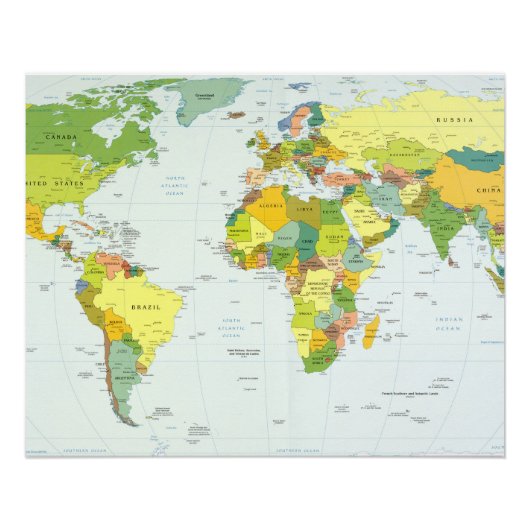 モダンデコレーションのための世界地図政治アトラスポスター ポスター (正面)