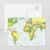 モダンデコレーションのための世界地図政治アトラスポスター ポストカード (正面/裏面)