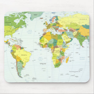 モダンデコレーションのための世界地図政治アトラスポスター マウスパッド