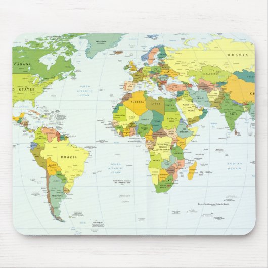 モダンデコレーションのための世界地図政治アトラスポスター マウスパッド (正面)