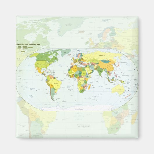 モダンデコレーションのための世界地図政治アトラスポスター マグネット (正面)