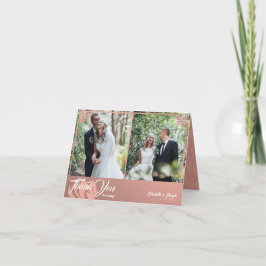 モダンデコ ピンクスワン2枚写真 ウェディング フォールド サンキューカード