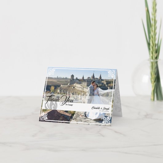 モダンデコ ホワイトスワン フォト ウェディング フォールド サンキューカード (正面)