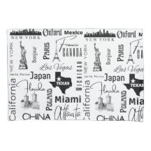 モダンデザインの有名な都市の白黒トレンディー