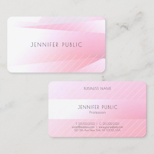 モダンデザインエレガントトレンディーピンクホワイトテンプレート 名刺 (正面/裏面)