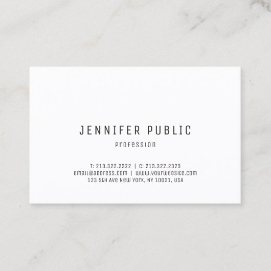 モダンデザインシンプルトレンディーエレガント白テンプレート 名刺 (正面)