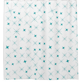 モダンデザインスターバストエレガント模様青白 シャワーカーテン