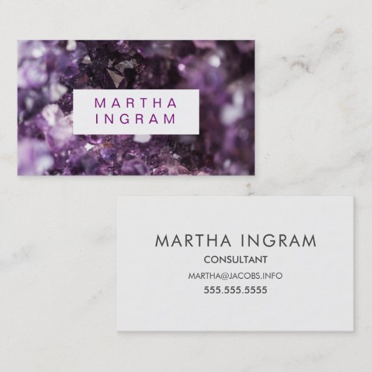 モダンデザインパはっきりしたープルアメジスト結晶 名刺 (正面/裏面)