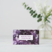 モダンデザインパはっきりしたープルアメジスト結晶 名刺 (スタンド正面)