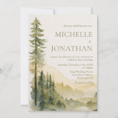 モダンデザインパインツリーズバイブリッククリスチャン結婚ズ 招待状 (正面)
