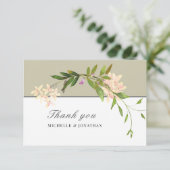 モダンデザインピンクガーデンフラワーズグリーン結婚リー サンキューカード (スタンド正面)