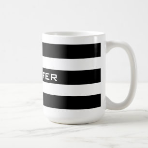 モダンデザインブラックとホワイトストライプのパターン2 コーヒーマグカップ