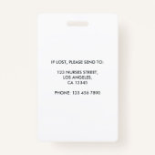 モダンデザイン登録ナース写真ID バッジ (裏面)