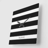 モダンデザイン白黒のストライプパターン スクエア壁時計 (傾斜)