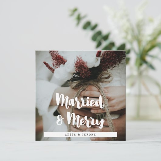 モダンデザイン結婚したと新メリー婚の写真 シーズンカード (スタンド正面)