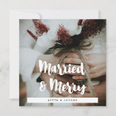 モダンデザイン結婚したと新メリー婚の写真 シーズンカード (正面)