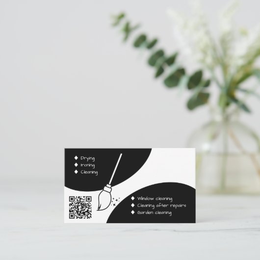 モダンデザイン&QRコードハウスユニーククリーナー 名刺 (スタンド正面)