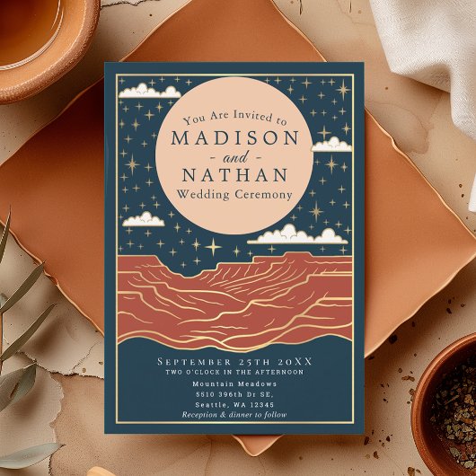 モダンデザートムーンコanyonウェディング 招待状