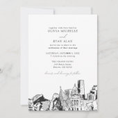 モダンデンバースカイラインブラック&ホワイト結婚ズ 招待状 (正面)