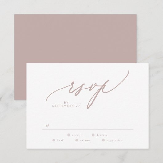 モダントペと白シンプル結婚 出欠カード (正面/裏面)