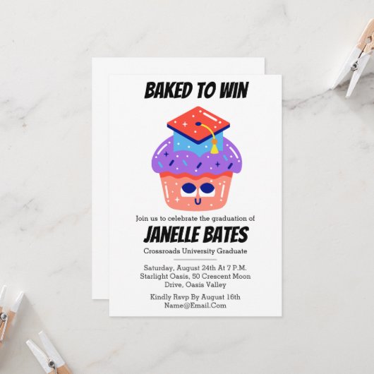 モダントレンディーおもしろい卒業式 招待状 (正面/裏面インサイチュ)