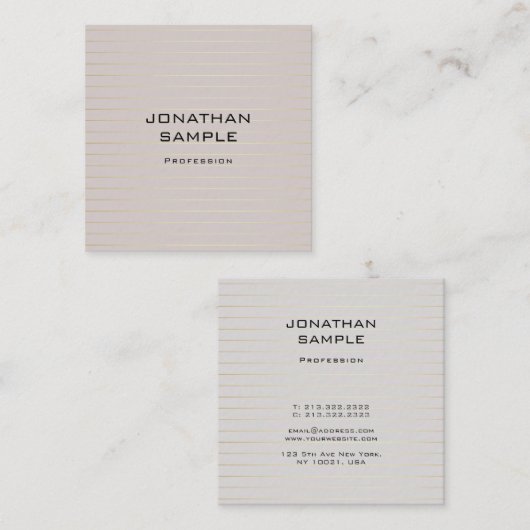 モダントレンディーお洒落デザインプレーンラグジュアリー スクエア名刺 (正面/裏面)