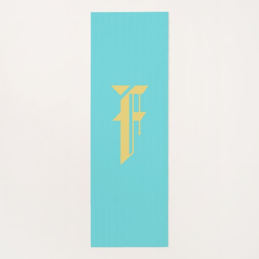 モダントレンディーかわいいガーリーフローラオレンジモノグラム ヨガマット (裏面)