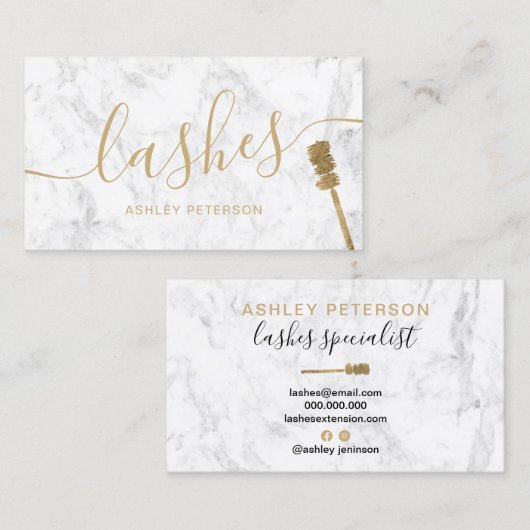 モダントレンディーのガーリー金ゴールドまぶし白い大理石 名刺 (正面/裏面)