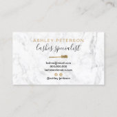 モダントレンディーのガーリー金ゴールドまぶし白い大理石 名刺 (裏面)