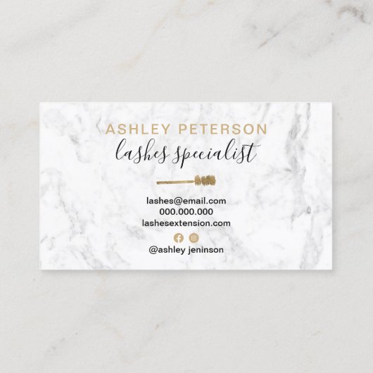 モダントレンディーのガーリー金ゴールドまぶし白い大理石 名刺 (裏面)