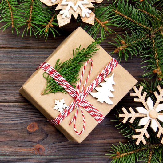 モダントレンディーの無地の質素な茶色のクリスマスプレゼント ラッピングペーパー