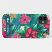 モダントレンディーの熱帯花と葉モノグラム Case-Mate iPhoneケース (裏面(横))