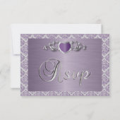 モダントレンディーの結婚アメジストパープルダマスク 出欠カード (裏面)