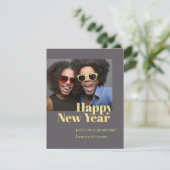 モダントレンディーはっきりした木炭スクリプト写真新年 シーズンカード (スタンド正面)