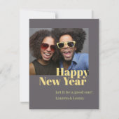 モダントレンディーはっきりした木炭スクリプト写真新年 シーズンカード (正面)