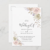 モダントレンディーほこりっぽいバラ赤面結婚式招待状 インビテーションポストカード (正面/裏面)