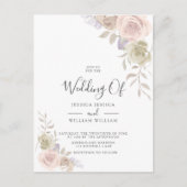 モダントレンディーほこりっぽいバラ赤面結婚式招待状 インビテーションポストカード (正面)