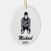 モダントレンディーアイスホッケー審判パーソナライズされた セラミックオーナメント (右)