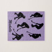 モダントレンディーアイスホッケー選手の名パーソナライズされた前 ジグソーパズル (横)