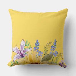 モダントレンディーイエローフローラシック家族ママかわいい クッション