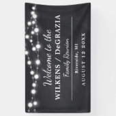 モダントレンディーウェルカムファミリ懇親会文字列ライト 横断幕 (縦)