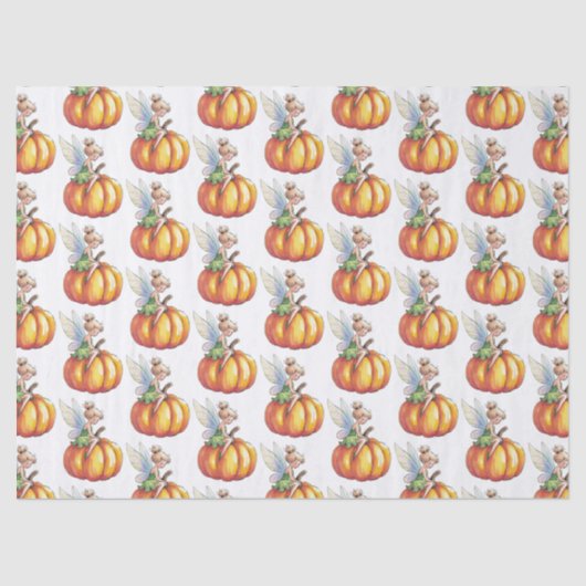 モダントレンディーウォーターカラーフェアリーとカボチャ 薄葉紙 (正面)