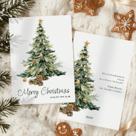 モダントレンディーウォーター色クリスマスツリー シーズンカード